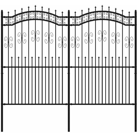 Clôture de jardin Kampen avec pointe en forme de lance, acier noir 240 x 175 cm