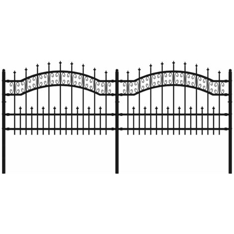 Clôture de jardin Kampen avec pointe en forme de lance, noire, 240 x 75 cm, acier