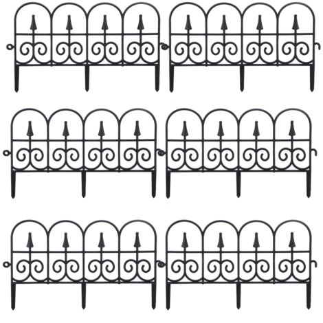Clôture de jardin PP - Kit de 6 éléments avec système de jonction, Noir, 58 cm x 34 cm - Décor polyvalent pour centre commercial, supermarché ou maison