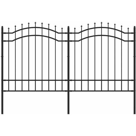Clôture de jardin Woerden avec pointe en forme de lance, noire, 240 x 125 cm, acier