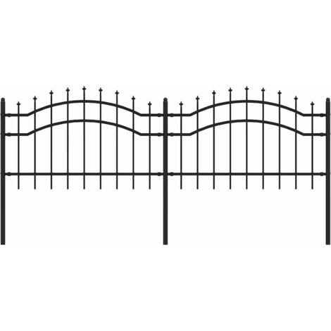 Clôture de jardin Woerden avec pointe en forme de lance, noire, 240 x 75 cm, acier