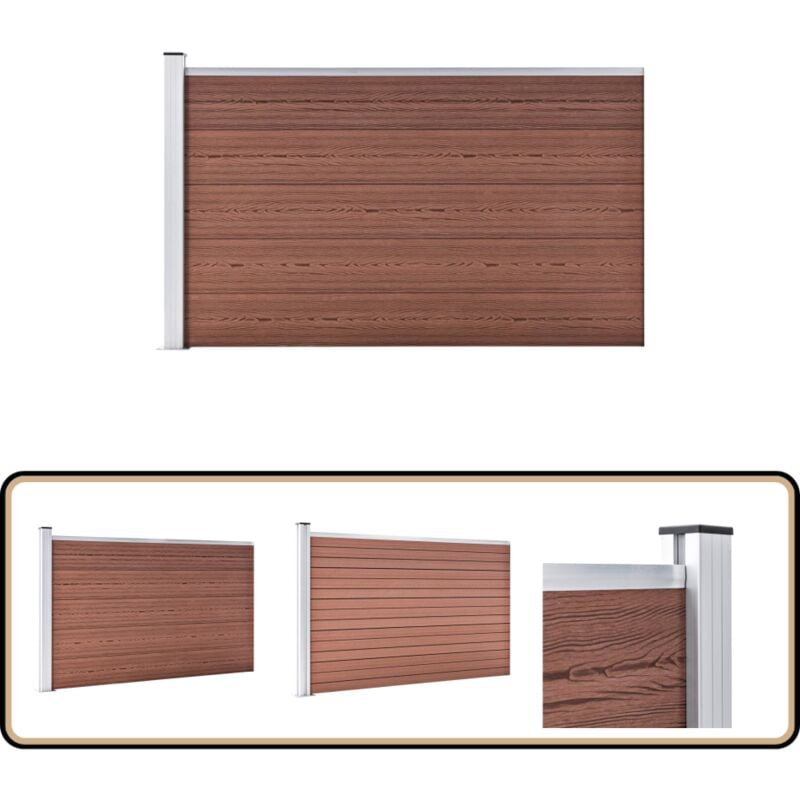 Clôture de jardin wpc 175x105 cm Marron - Clôture Jardin - Clôture Résidentielle - Clôture wpc - Clôture Composite - Clôture Design