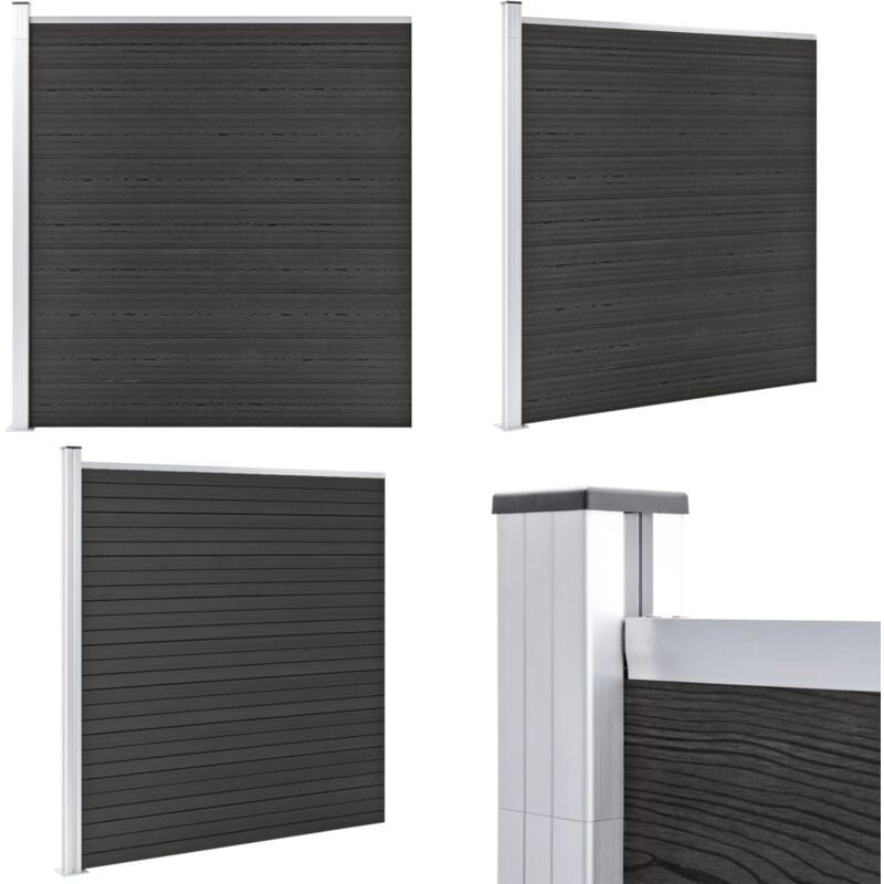 Clôture de jardin wpc 175x186 cm Gris - Clôture Jardin - Clôture Résidentielle - Clôture wpc - Clôture Composite - Clôture Grise - Home & Living