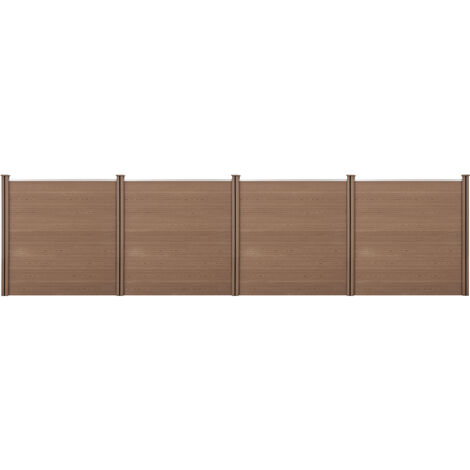 Clôture de jardin wpc 183 x 705 cm 6 colonnes 36 lattes brunes