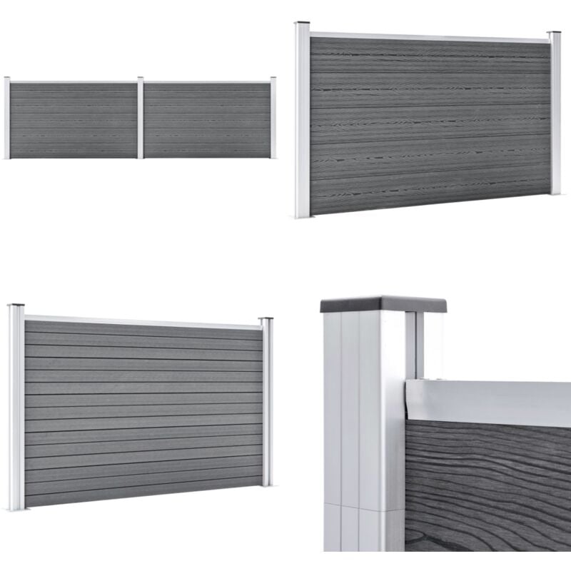 Clôture de jardin wpc 353x106 cm Gris - Clôture De Jardin - Clôture Résidentielle - Clôture wpc - Clôture Grise - Clôture Design - Home & Living