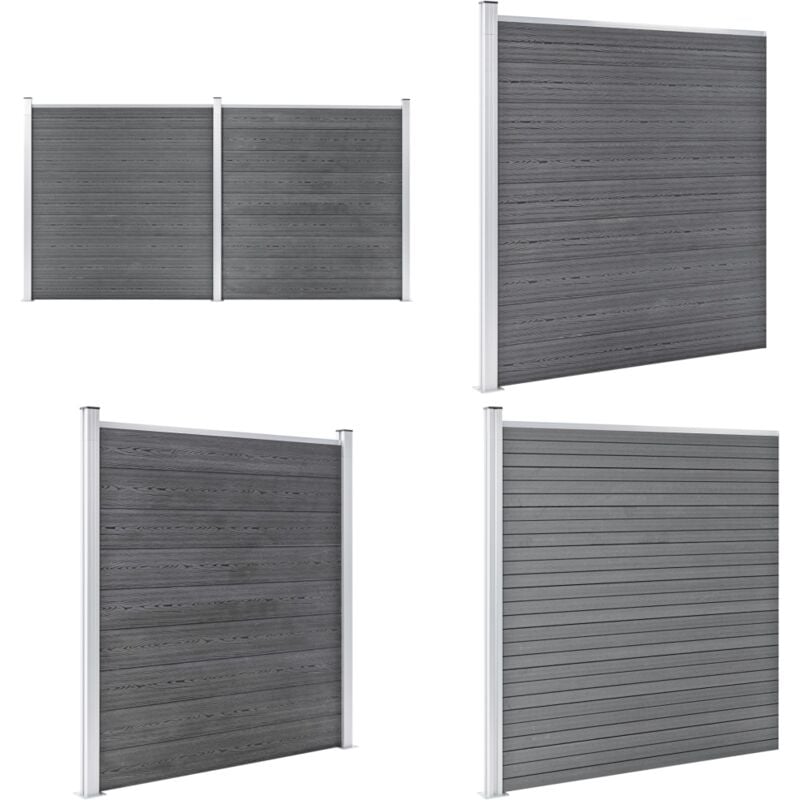 Vidaxl - Clôture de jardin wpc 353x186 cm Gris - Clôture De Jardin - Clôture wpc - Clôture Grise - Clôture Design - Panneaux De Clôture - Home &