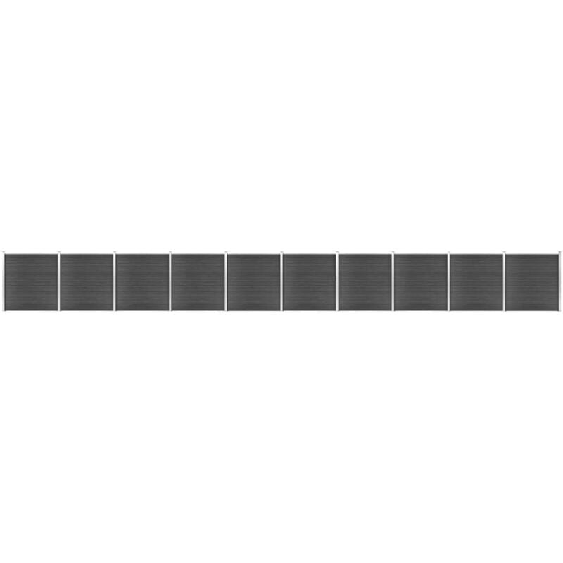 Ensemble de panneau de clôture wpc 1737x186 cm Noir