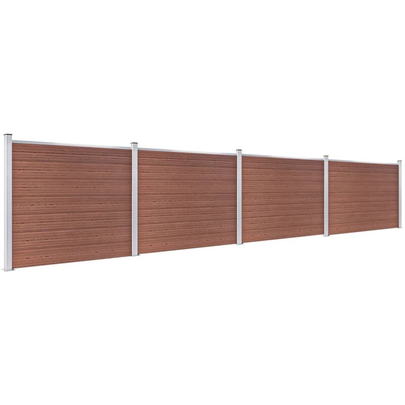 Ensemble de panneau de clôture wpc 699x146 cm Marron