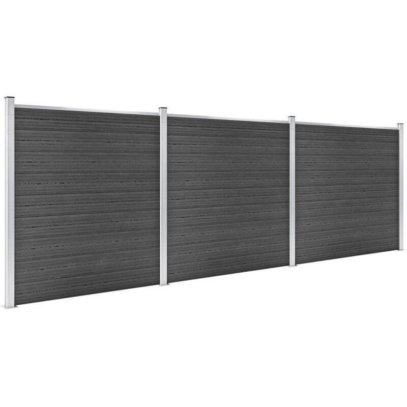 Ensemble de panneau de clôture WPC 526x186 cm Noir