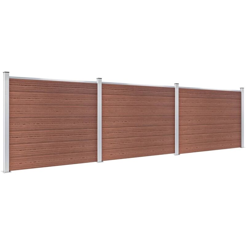 Ensemble de panneau de clôture wpc 526x146 cm Marron