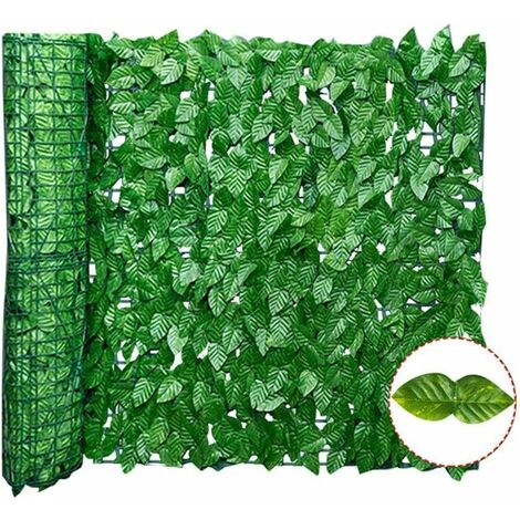 Clôture de lierre artificiel pour la vie privée - Haies artificielles et feuilles de lierre artificiel - Décoration d'extérieur pour jardin，Feuille d'aneth verte d'impression couleur 0,5 1 m
