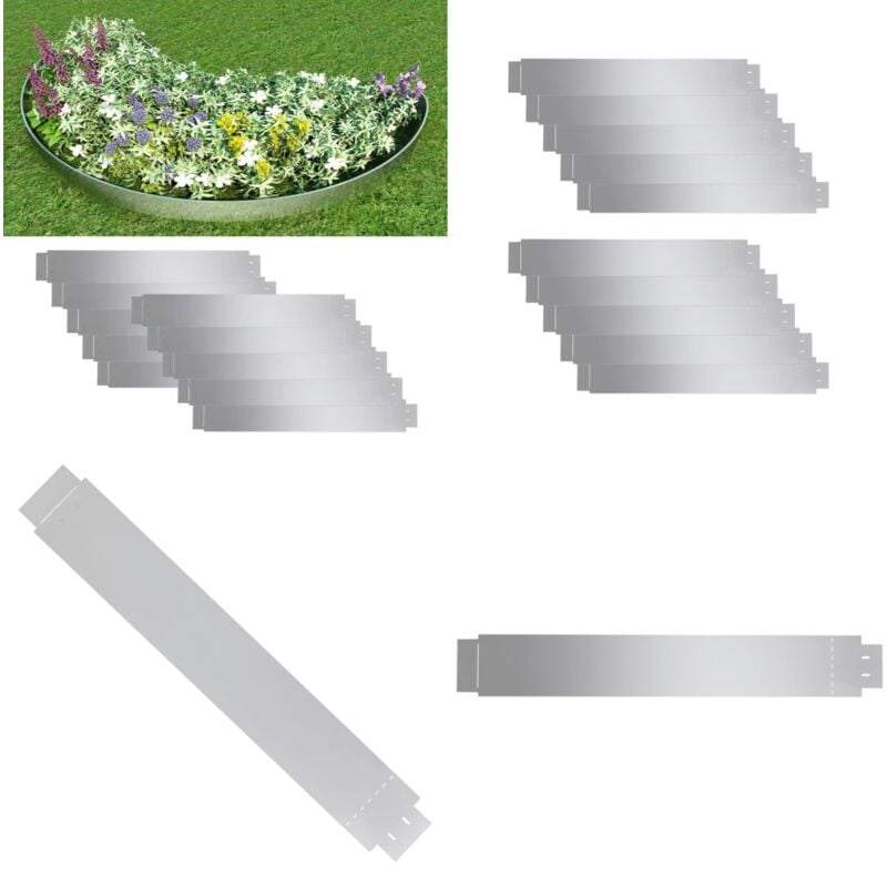 Clôture de pelouse flexible 10 pcs Acier galvanisé 100x14 cm - clôture de pelouse - clôtures de pelouse - Home & Living - Argent