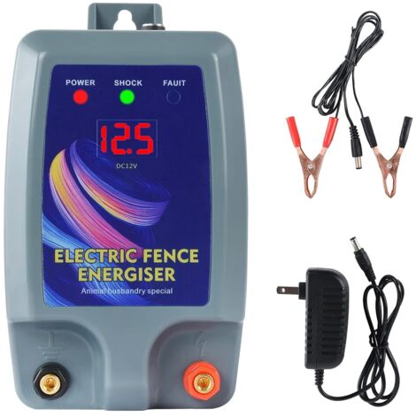 Clôture électrique pour bétail, animaux, électrificateur de clôture, haute puissance, 3 modes d'alimentation Animaux Pasteur Élevage d'animaux Clôtures