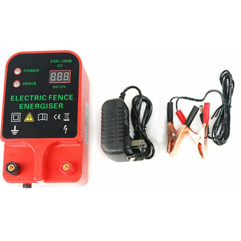 GABRIELLE Clôture électrique pour bétail Animaux étanches Électrificateur de clôture Électrificateur haute puissance 2 modes d'alimentation pour