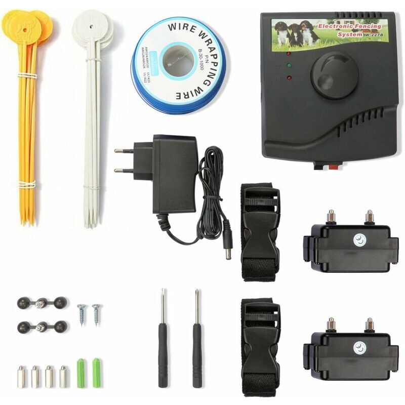 Clôture Électrique pour Chien avec 2 Colliers - Colliers Anti-Fugue pour un Dressage Efficace