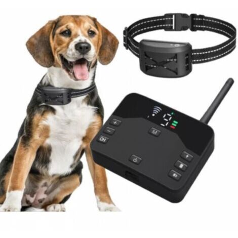 Clôture électrique sans fil 2 en 1 pour chien, collier anti-aboiement réglable avec récepteur étanche rechargeable