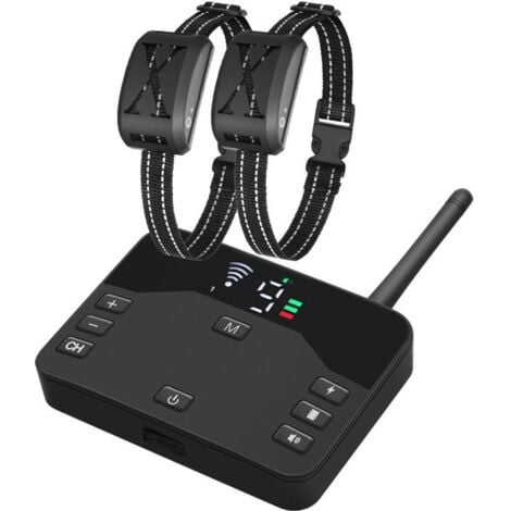 Clôture électrique sans fil 2 en 1 pour chien, système de confinement des limites des animaux domestiques avec récepteur étanche rechargeable, collier de dressage réglable pour chien,un traîne-deux
