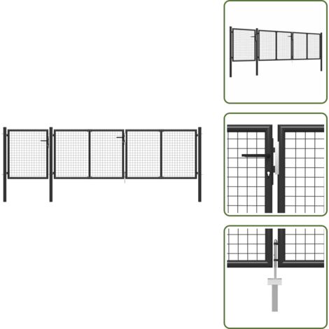 Clôture en acier - vidaXL Portail de jardin en acier 400x100 cm anthracite - Porte de jardin anthracite