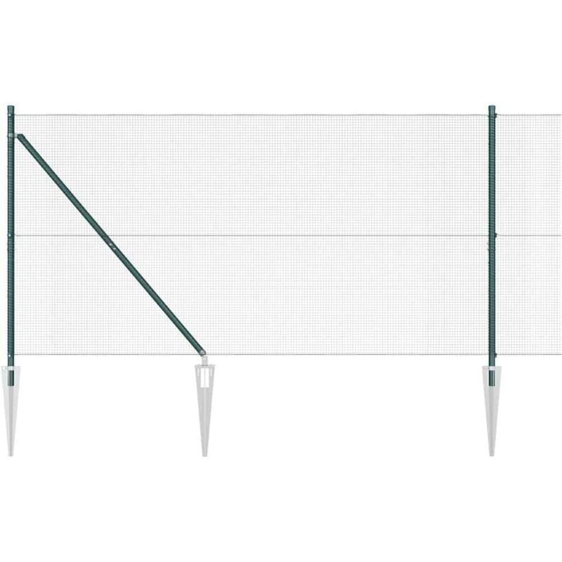 Clôture en grille soudée avec 7 poteaux à piquet verts 1,2x10 m acier Vidaxl
