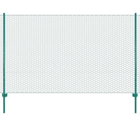 Clôture en grillage Clôture de jardin  métallique avec poteaux Acier 25x2 m Vert 84334