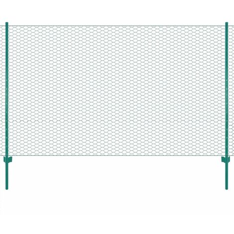 Clôture en grillage métallique avec poteaux Acier 25x2 m Vert 2
