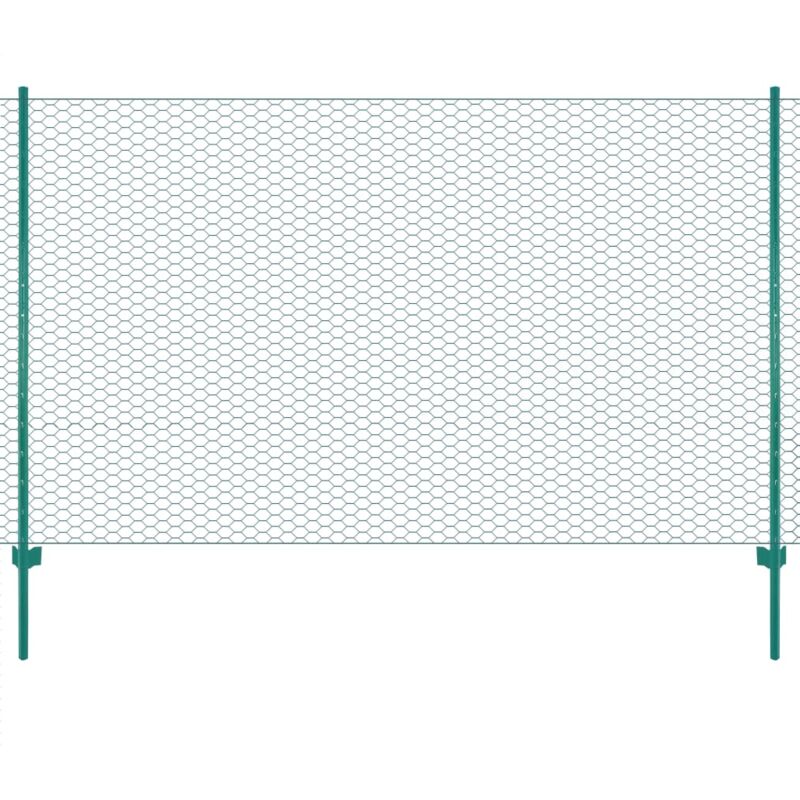 Clôture nette + poteaux en acier avec chemises vertes de 25 mm différentes tailles taille : 25x1,5 m