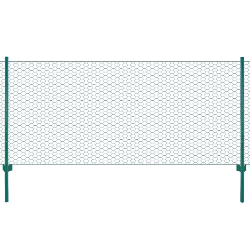 Clôture en grillage métallique avec poteaux Acier 25x0,5 m Vert Vidaxl