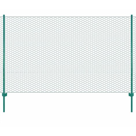 Clôture en grillage métallique avec poteaux Acier 25x2 m Vert