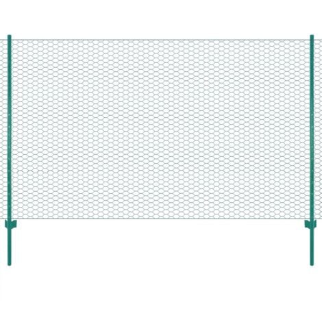 Clôture en grillage métallique avec poteaux Acier 25x2 m Vert