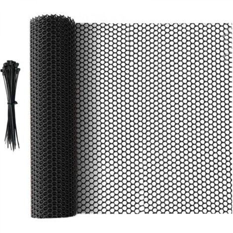 Clôture en Maille Plastique Noir, 5 m x 40 cm, Filet Polyvalent pour Protection des Arbres, Barrière pour Chats, Chiens, Lapins et Plantes