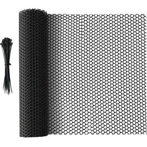 Clôture en Maille Plastique Noir, 5 m x 40 cm, Filet Polyvalent pour Protection des Arbres, Barrière pour Chats, Chiens, Lapins et Plantes