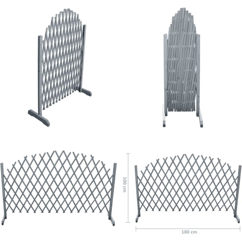 Vidaxl - Clôture en treillis bois de sapin massif 1,8x1 m gris - Clôture Bois - Clôture Extensible - Clôture Jardin - Panneau De Clôture - Clôture