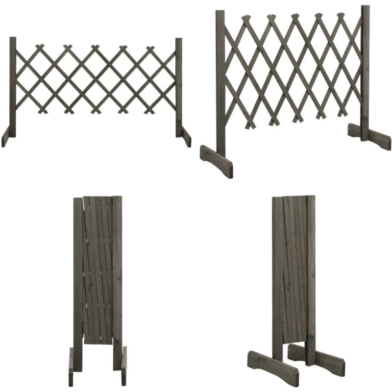 Clôture en treillis de jardin Gris 120x60 cm Bois de sapin - Clôture En Bois - Clôture Jardin - Clôture Treillis - Clôture Extensible - Panneau De