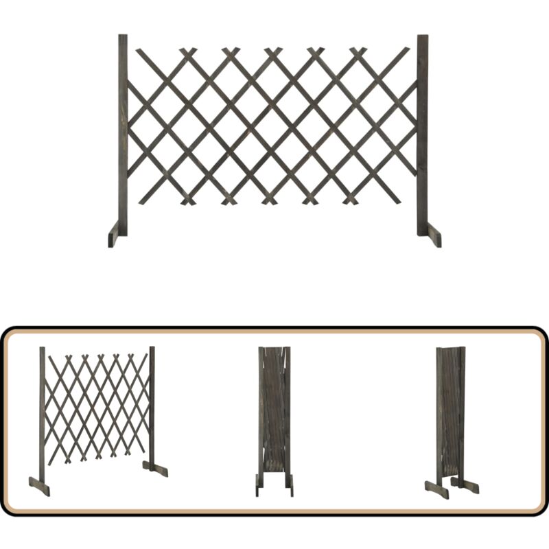 Clôture en treillis de jardin Gris 120x90 cm Bois de sapin - Clôture En Bois - Clôture Jardin - Clôture Treillis - Clôture Extensible - Clôture Design