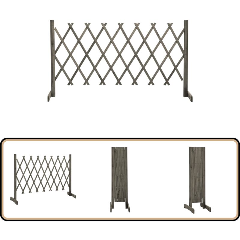 Clôture en treillis de jardin Gris 150x80 cm Bois de sapin - Clôture En Bois - Clôture Jardin - Clôture Treillis - Clôture Extensible - Panneau De
