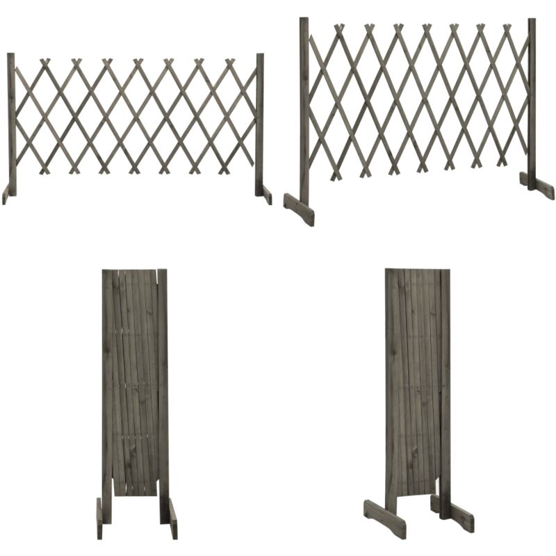 Clôture en treillis de jardin Gris 150x80 cm Bois de sapin - Clôture En Bois - Clôture Jardin - Clôture Treillis - Clôture Extensible - Panneau De