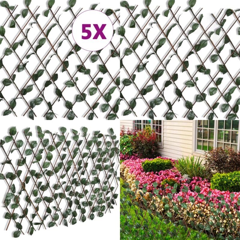 Clôture en treillis de saule 5 pcs 180x90 cm - - Home & Living - Brun