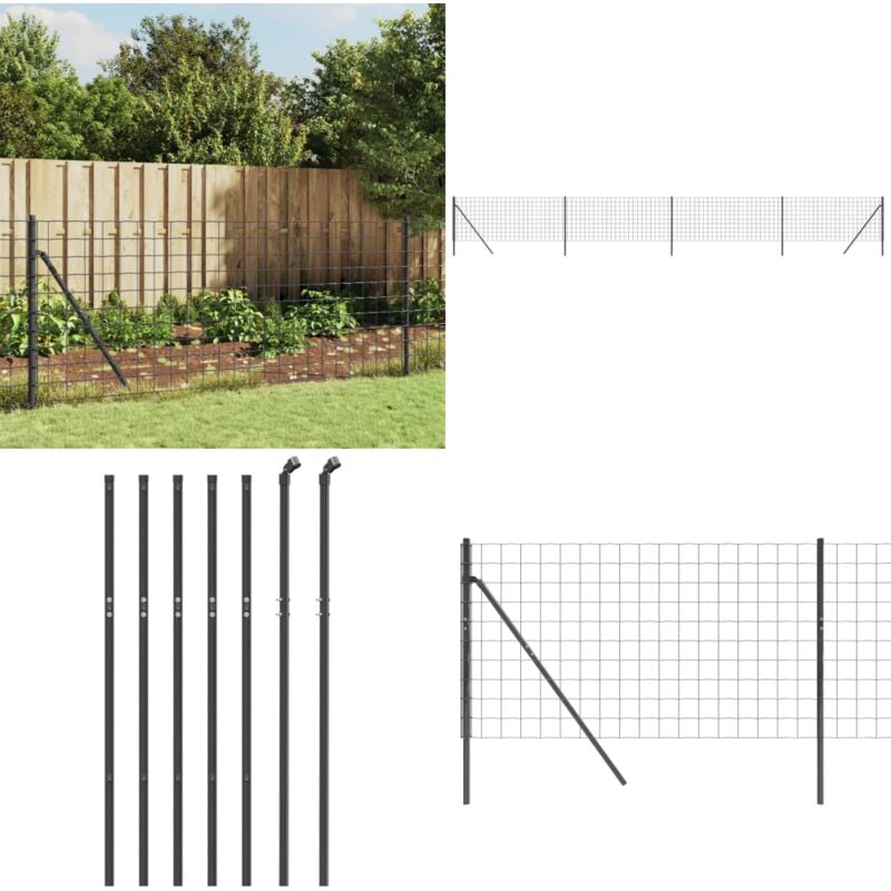 Clôture en treillis métallique anthracite 1,1x10 m - Clôture Métal - Clôture Jardin - Clôture Anthracite - Clôture Rigide - Clôture Sécurité - Home &