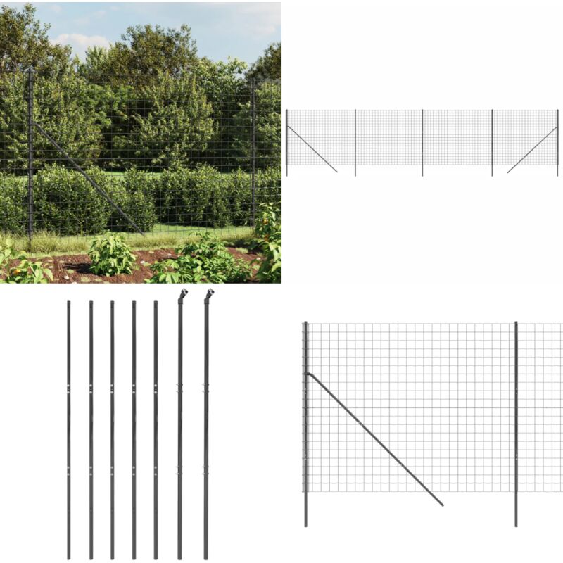 Clôture en treillis métallique anthracite 1,6x10 m - Clôture Métal - Clôture Jardin - Clôture Rigide - Clôture Anthracite - Clôture Sécurité - Home &