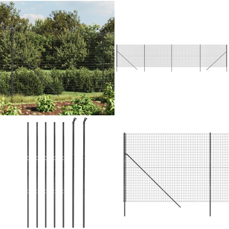 Clôture en treillis métallique anthracite 1,6x10 m - Clôture Métal - Clôture Rigide - Clôture Jardin - Clôture Anthracite - Clôture Sécurité - Home &
