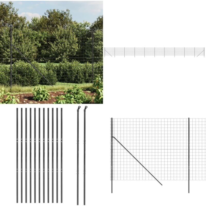Clôture en treillis métallique anthracite 1,6x25 m - Clôture Métal - Clôture Jardin - Clôture Rigide - Clôture Anthracite - Clôture Sécurité - Home &