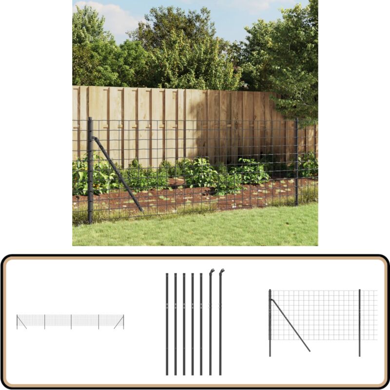 Clôture en treillis métallique anthracite 1x10m acier galvanisé - Clôture Métal - Clôture Jardin - Clôture Rigide - Clôture Anthracite - Clôture