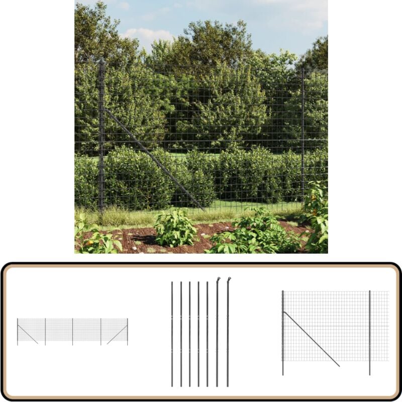 Vidaxl - Clôture en treillis métallique anthracite 2,2x10 m - Clôture Métal - Clôture Jardin - Clôture Rigide - Clôture Anthracite - Clôture Sécurité