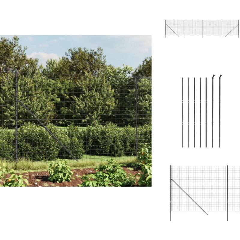 Vidaxl - Clôture en treillis métallique anthracite 2x10 m - Clôture Métal - Clôture Jardin - Clôture Rigide - Clôture Anthracite - Clôture Sécurité
