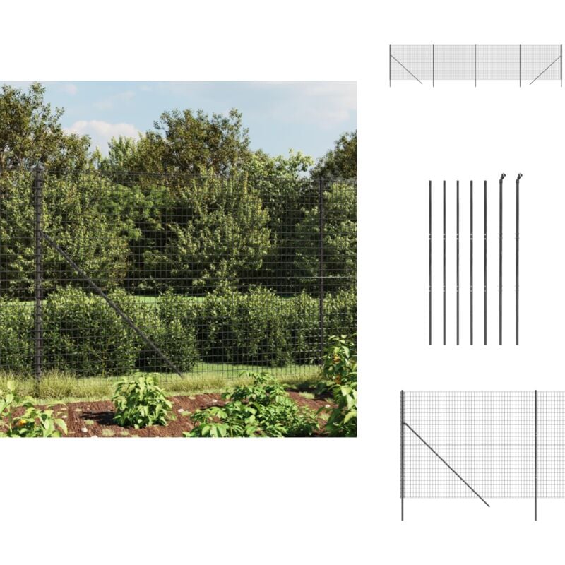 Vidaxl - Clôture en treillis métallique anthracite 2x10 m - Clôture Métal - Clôture Jardin - Clôture Rigide - Clôture Anthracite - Clôture Sécurité