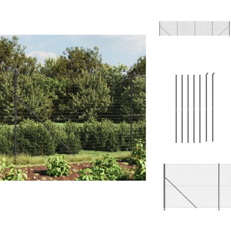 Clôture en treillis métallique avec bride anthracite 1,8x10 m - Clôture Métal - Clôture Jardin - Clôture Rigide - Clôture Anthracite - Clôture Sécurité
