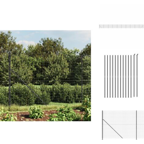 Clôture en treillis métallique avec bride anthracite 1,8x25 m - Clôture Métal - Clôture Rigide - Clôture Jardin - Clôture Extérieur - Clôture Sécurité