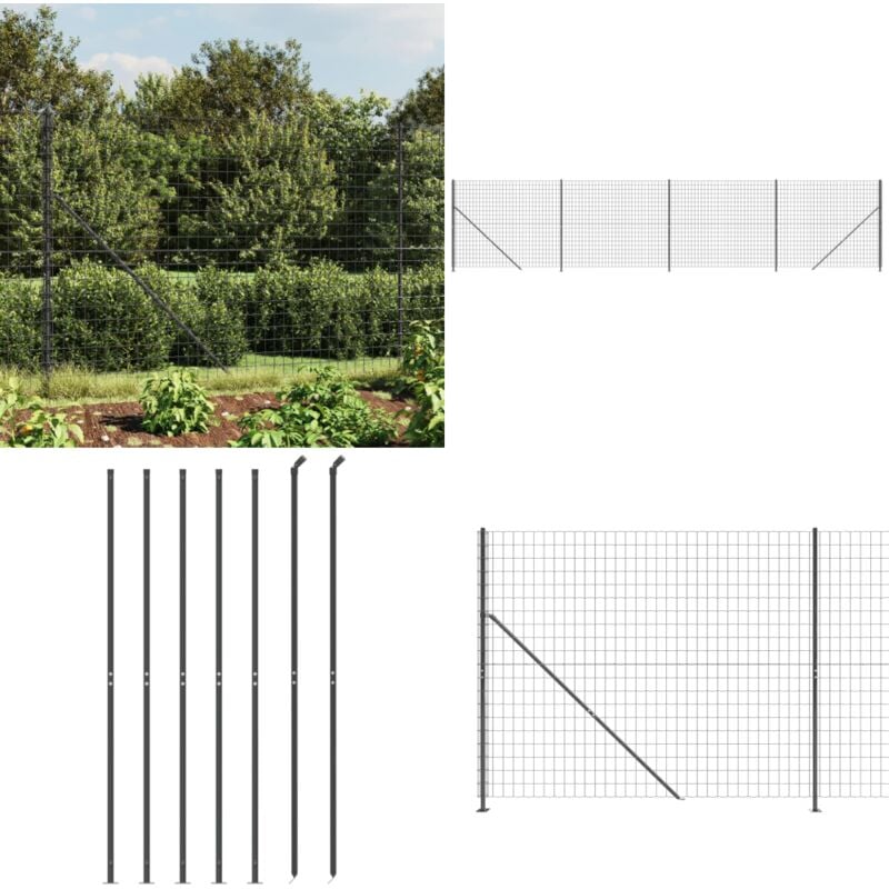 Vidaxl - Clôture en treillis métallique avec bride anthracite 2,2x10 m - Clôture Métal - Clôture Jardin - Clôture Rigide - Clôture Anthracite