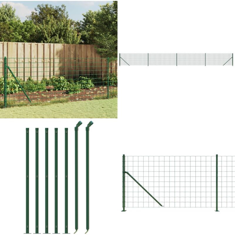 Vidaxl - Clôture en treillis métallique avec bride vert 1x10 m - Clôture Métal - Clôture Jardin - Clôture Rigide - Clôture Verte - Clôture Sécurité