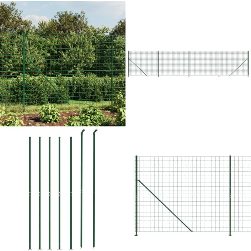 Vidaxl - Clôture en treillis métallique avec bride vert 2x10 m - Clôture Métal - Clôture Jardin - Clôture Rigide - Clôture Verte - Clôture Robuste